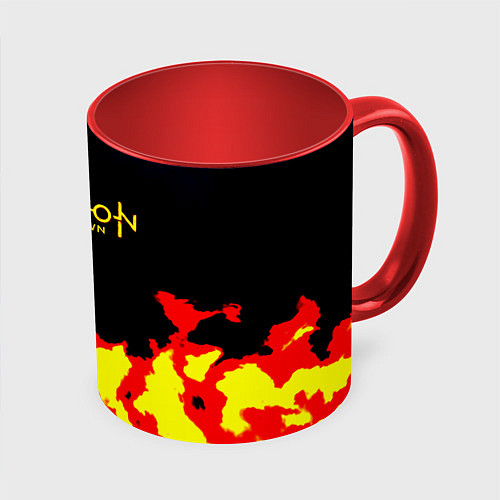 Кружка цветная Horizon zero dawn огненный стиль / 3D-Белый + красный – фото 1