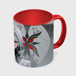 Кружка 3D Arlecchino Genshin Impact, цвет: 3D-белый + красный