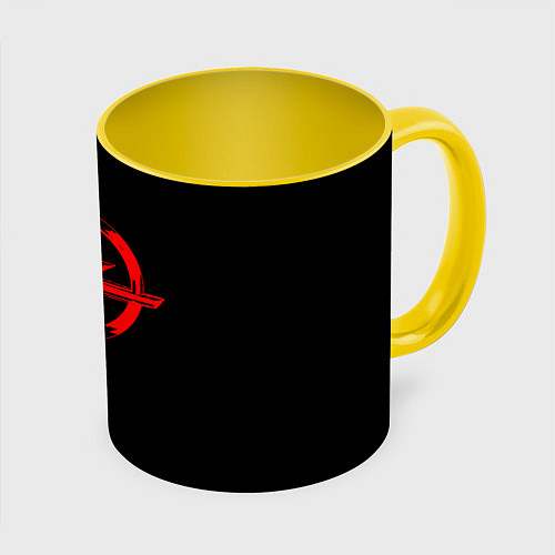 Кружка цветная Opel red logo / 3D-Белый + желтый – фото 1