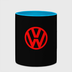 Кружка 3D Volkswagen red logo, цвет: 3D-белый + небесно-голубой — фото 2