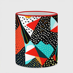 Кружка 3D Abstract patchwork - ai art, цвет: 3D-красный кант — фото 2