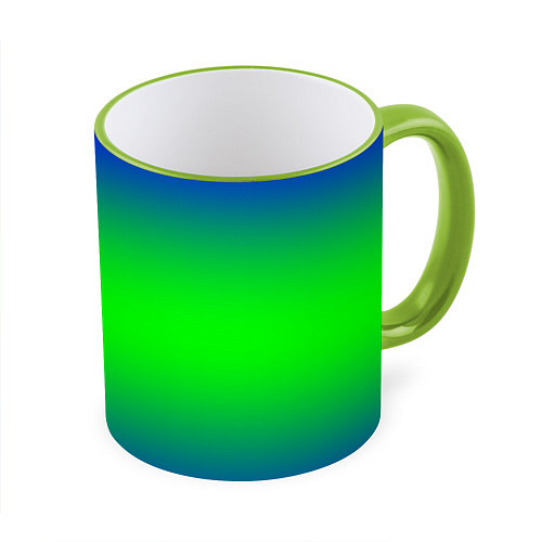 Кружка цветная Зелёный градиент текстура / 3D-Светло-зеленый кант – фото 1