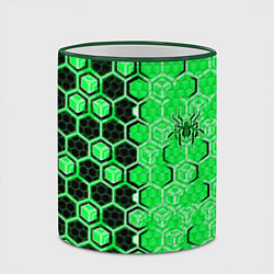Кружка 3D Техно-киберпанк шестиугольники зелёный и чёрный с, цвет: 3D-зеленый кант — фото 2