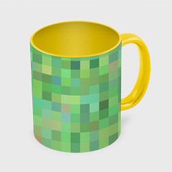 Кружка 3D Пиксели в зеленом, цвет: 3D-белый + желтый