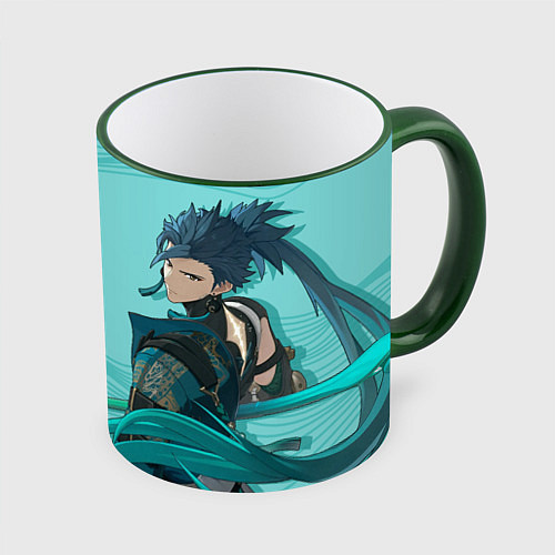 Кружка цветная Jiyan - Game Wuthering Waves / 3D-Зеленый кант – фото 1