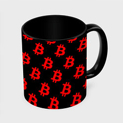 Кружка 3D Bitcoin red logo money, цвет: 3D-белый + черный