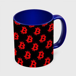 Кружка цветная Bitcoin red logo money