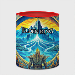 Кружка 3D Elden Ring лого и волшебное золотое кольцо, цвет: 3D-белый + красный — фото 2