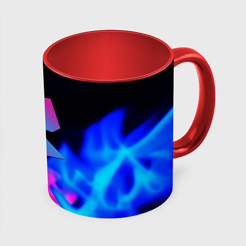 Кружка цветная Roblox neon flame / 3D-Белый + красный – фото 1