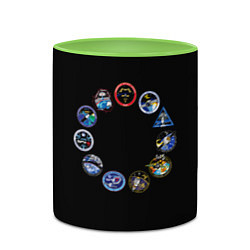 Кружка 3D NASA круг логотипов, цвет: 3D-белый + светло-зеленый — фото 2
