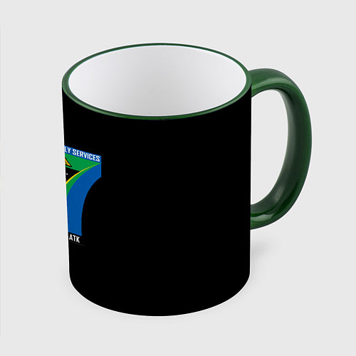 Кружка цветная Nasa space logo usa / 3D-Зеленый кант – фото 1