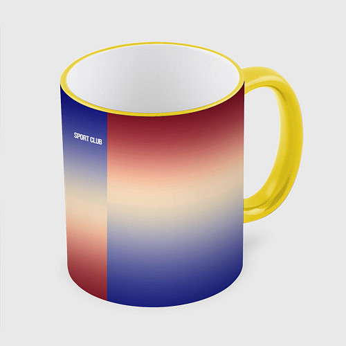 Кружка цветная Красный-синий градиентный узор / 3D-Желтый кант – фото 1