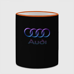 Кружка 3D Audi neon logo, цвет: 3D-оранжевый кант — фото 2