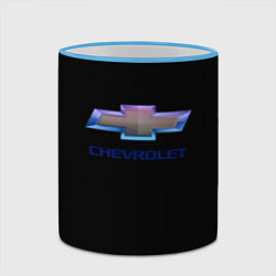 Кружка 3D Chevrolet logo neon, цвет: 3D-небесно-голубой кант — фото 2
