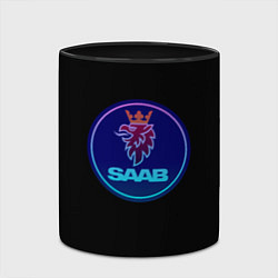 Кружка 3D Saab logo neon, цвет: 3D-белый + черный — фото 2