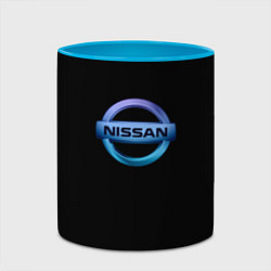 Кружка 3D Nissan logo neon, цвет: 3D-белый + небесно-голубой — фото 2