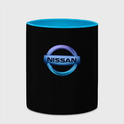 Кружка цветная Nissan logo neon / 3D-Белый + небесно-голубой – фото 2
