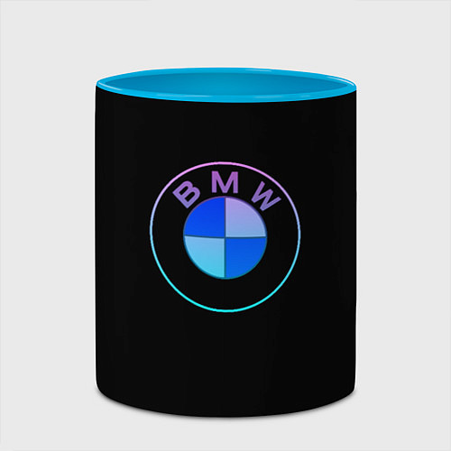 Кружка цветная BMW neon logo / 3D-Белый + небесно-голубой – фото 2