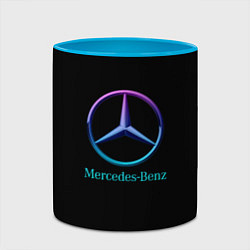 Кружка 3D Mercedes neon logo, цвет: 3D-белый + небесно-голубой — фото 2