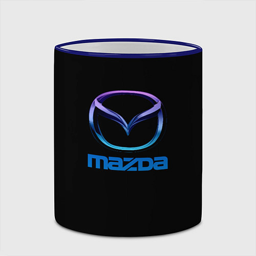 Кружка цветная Mazda neon logo / 3D-Синий кант – фото 2