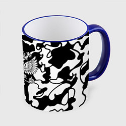Кружка 3D Герб РФ камуфляж текстура, цвет: 3D-синий кант