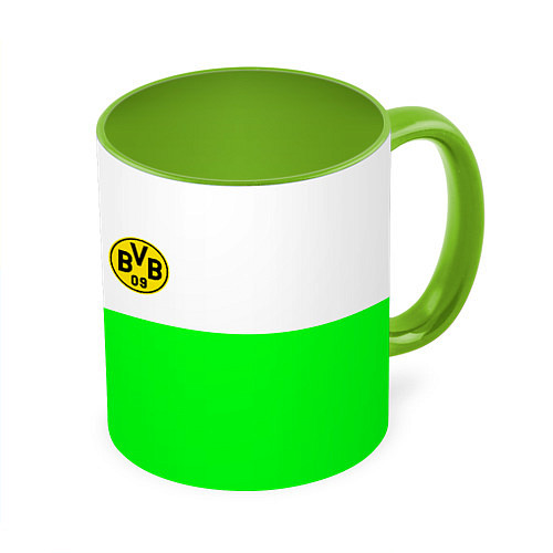 Кружка цветная Borussia color cport / 3D-Белый + светло-зеленый – фото 1