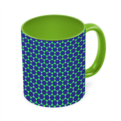 Кружка цветная Паттерн шестигранников / 3D-Белый + светло-зеленый – фото 1