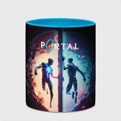 Кружка 3D Portal люди в прыжке, цвет: 3D-белый + небесно-голубой — фото 2