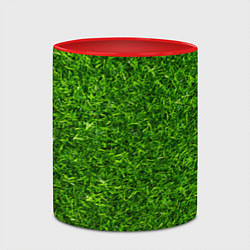 Кружка 3D Текстура газона, цвет: 3D-белый + красный — фото 2