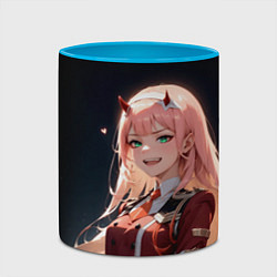 Кружка 3D Милый во франксе - zero two, цвет: 3D-белый + небесно-голубой — фото 2