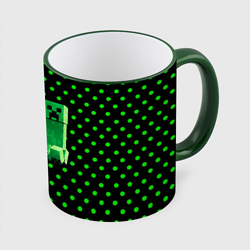 Кружка цветная Minecraft creeper pattern / 3D-Зеленый кант – фото 1