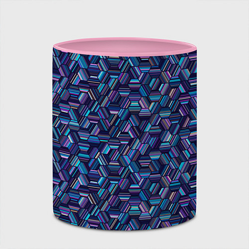 Кружка цветная Геометрический шестиугольный орнамент / 3D-Белый + розовый – фото 2
