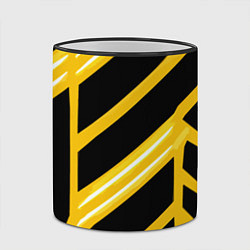Кружка 3D Чёрно-белые полосы на жёлтом фоне, цвет: 3D-черный кант — фото 2