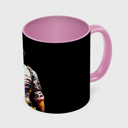 Кружка цветная PUBG игрок на закате черный фон / 3D-Белый + розовый – фото 1