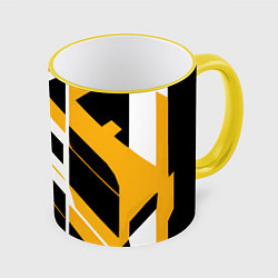 Кружка 3D Black and yellow stripes on a white background, цвет: 3D-желтый кант