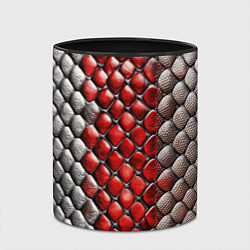 Кружка 3D Змеиная объемная текстурная красная шкура, цвет: 3D-белый + черный — фото 2