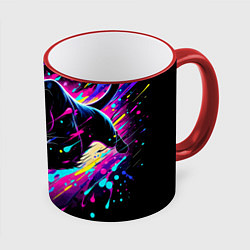 Кружка цветная Мощная пантера прыгает - нейросеть