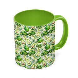 Кружка 3D Авокадо и брокколи, цвет: 3D-белый + светло-зеленый