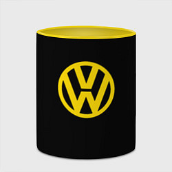 Кружка 3D Volkswagen logo yellow, цвет: 3D-белый + желтый — фото 2