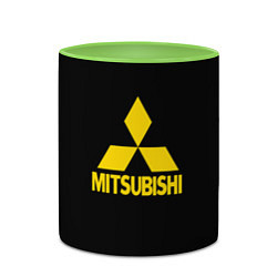 Кружка 3D Mitsubishi logo yelow, цвет: 3D-белый + светло-зеленый — фото 2