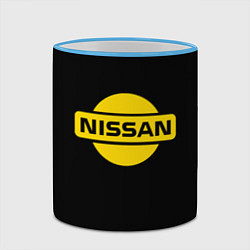 Кружка 3D Nissan yellow logo, цвет: 3D-небесно-голубой кант — фото 2