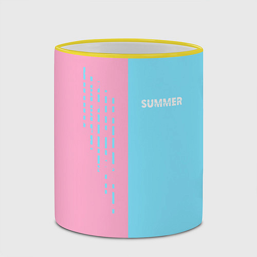 Кружка цветная Summer-pink and blue / 3D-Желтый кант – фото 2