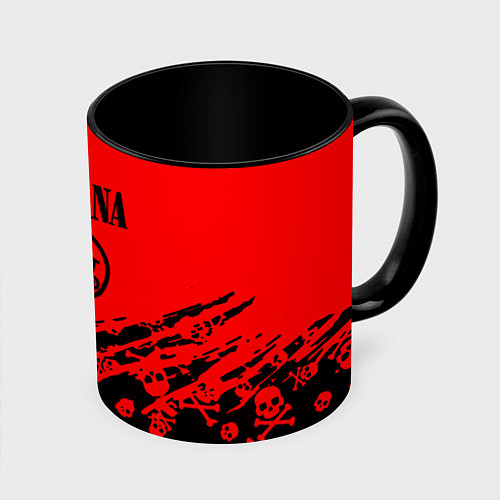 Кружка цветная Nirvana rock skull / 3D-Белый + черный – фото 1