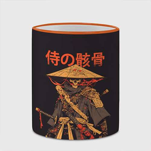 Кружка цветная Самурай нежить / 3D-Оранжевый кант – фото 2