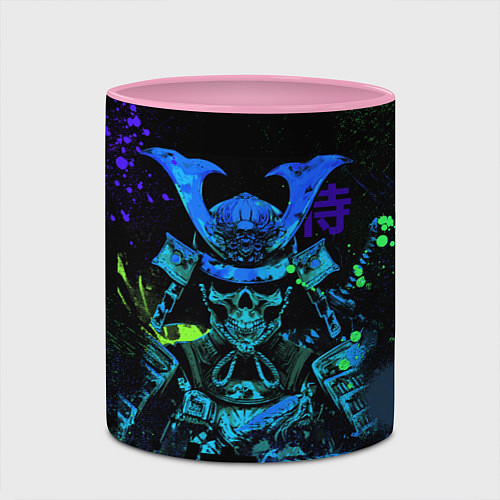 Кружка цветная Дух череп - самурай / 3D-Белый + розовый – фото 2