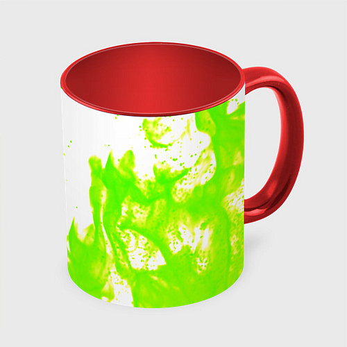 Кружка цветная Кислотный огонь / 3D-Белый + красный – фото 1