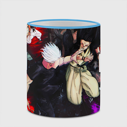 Кружка цветная Сукуна против годжо в цвете - Магическая битва / 3D-Небесно-голубой кант – фото 2