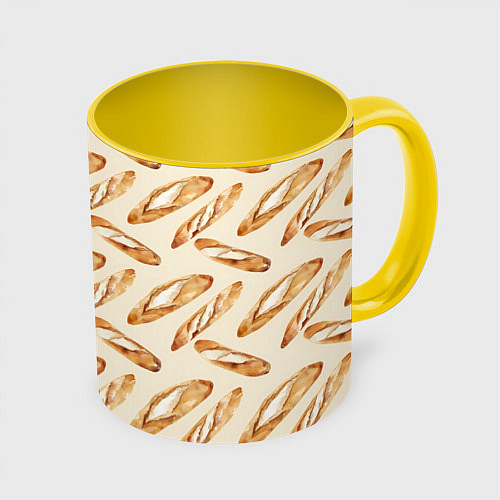 Кружка цветная The baguette pattern / 3D-Белый + желтый – фото 1