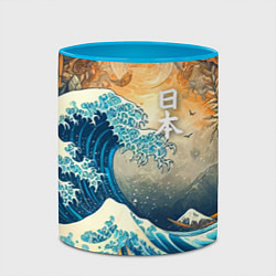 Кружка 3D Коллаж с Японской волной - нейросеть, цвет: 3D-белый + небесно-голубой — фото 2