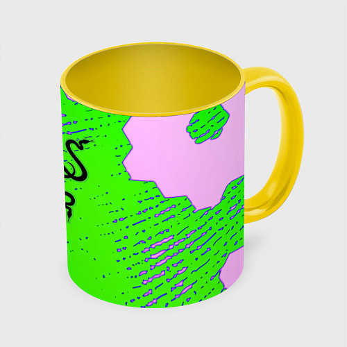 Кружка цветная Razer pattern geometry / 3D-Белый + желтый – фото 1